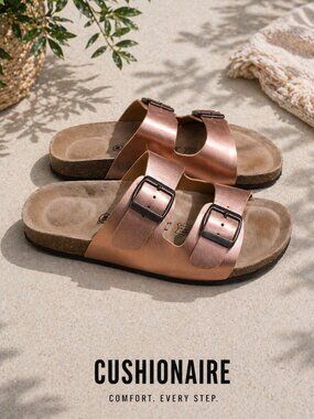 Cushionaire Lane Sandals Sz 9 Slip On Suede Footbed Arch Support